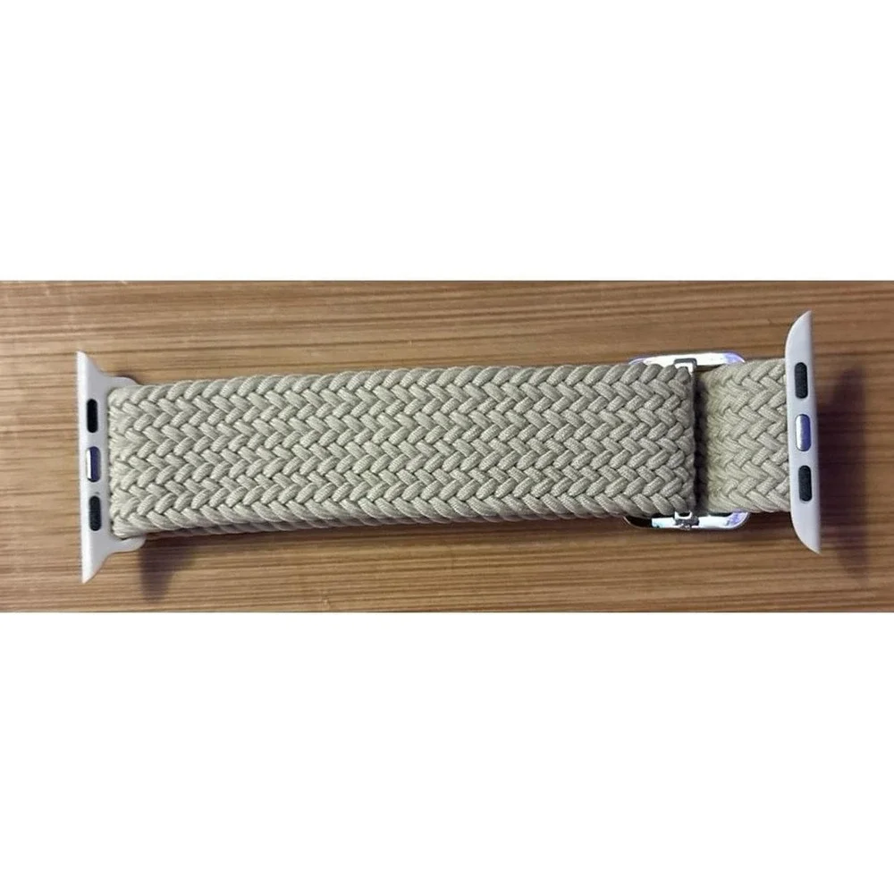 NEW Beige Braided Stretch Solo Loop Band for Apple Watch 42mm/44mm/45mm